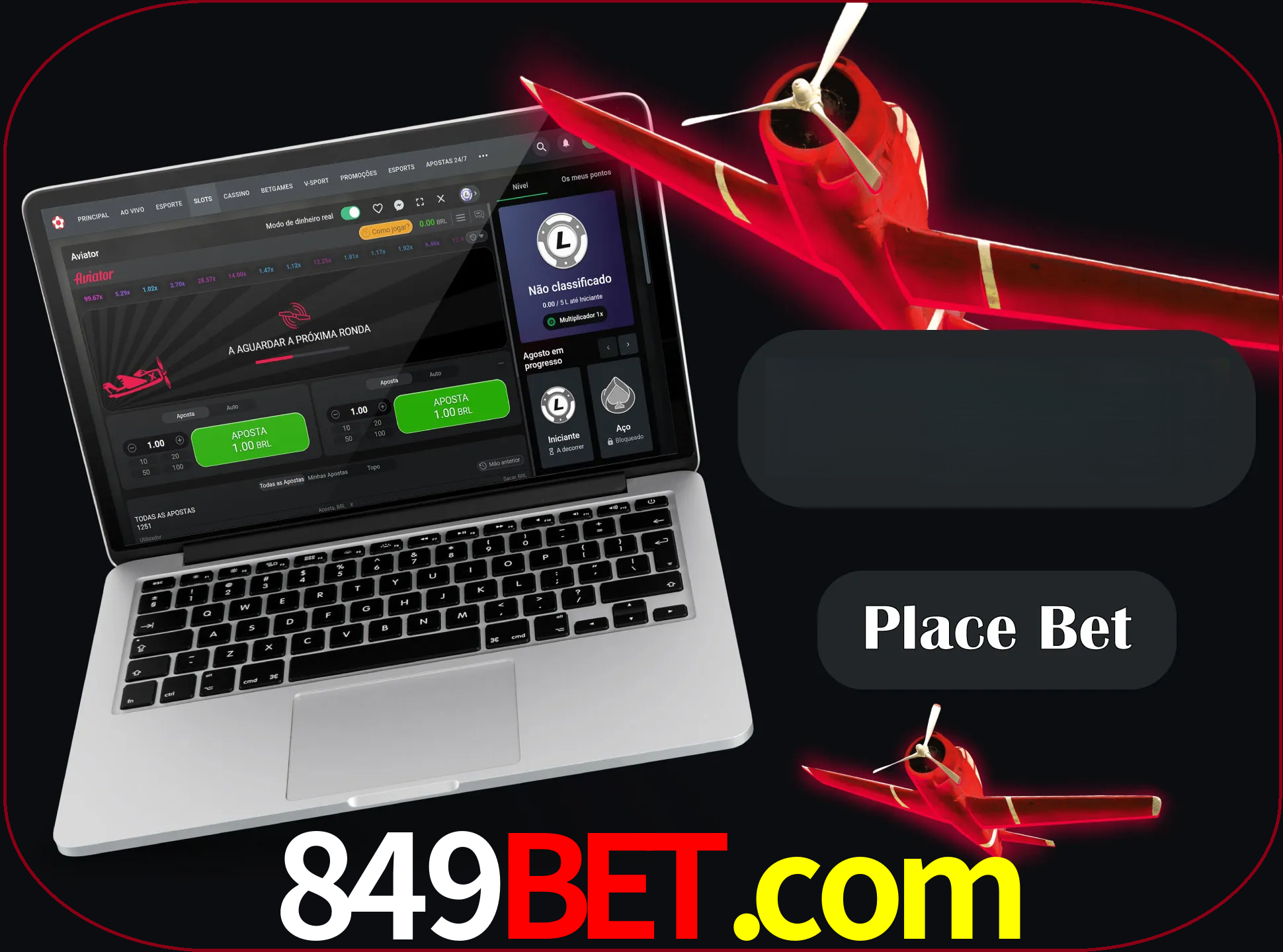 Especifique a quantia de dinheiro e faça uma aposta.