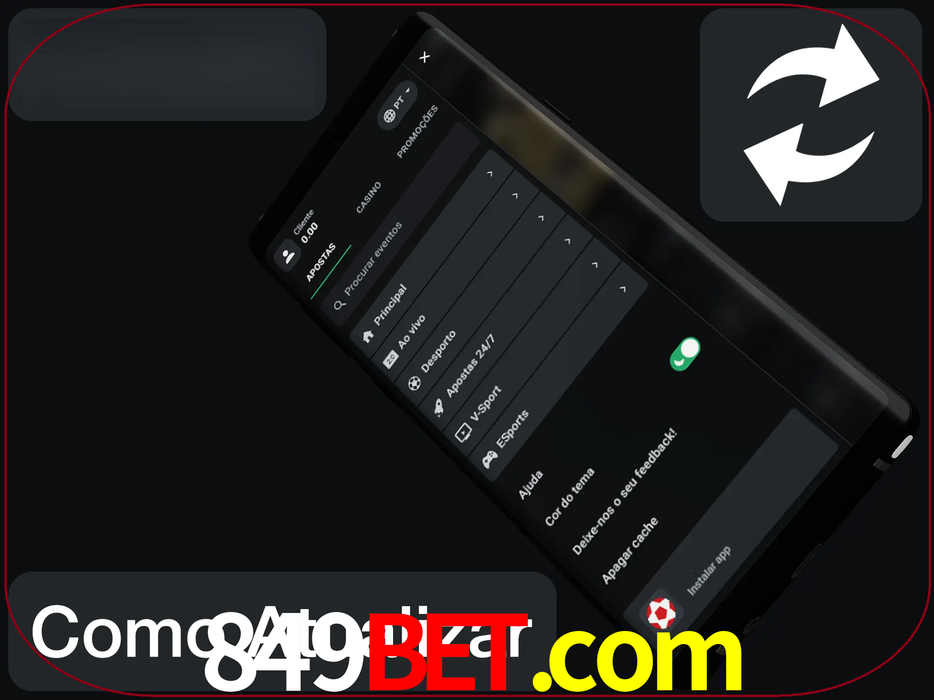 O aplicativo é atualizado automaticamente quando você faz o login.