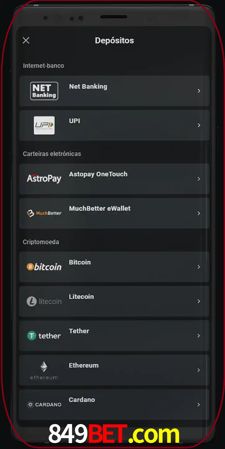 Você pode usar métodos alternativos de depósito.