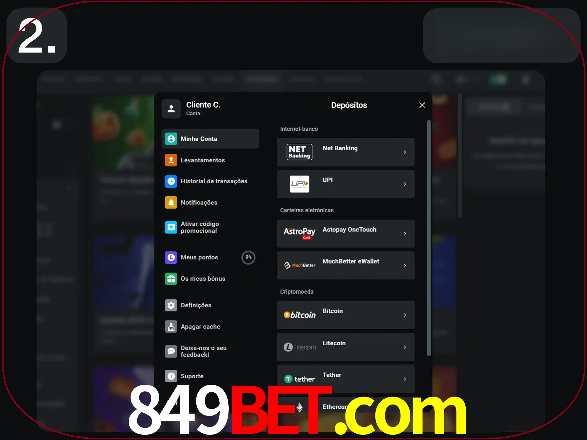 Clique na forma de pagamento preferida.