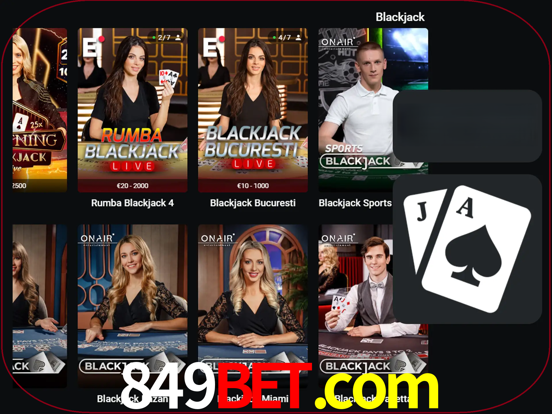 Escolha uma mesa completa de jogadores de blackjack.